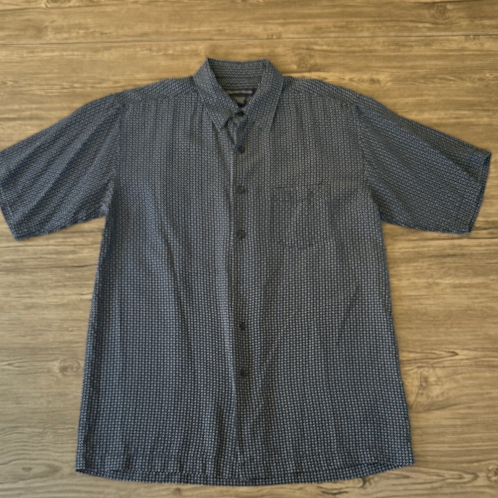 Denver Hayes Navy Patterned Casual Button Down Shirt
